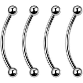 4 PC Set 16G Titanium IP 316L Surgical Stainless Steel Long Snake Eyes Piercing Ring Tongue Curved Barbell in Kuwait