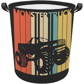 Monster Truck Retro Laundry Basket Hamper Bag Dirty Clothes Storage Bin Waterproof Foldable Collapsible Toy Organizer for Office Bedroom Clothes Toys Gift Basket in Kuwait
