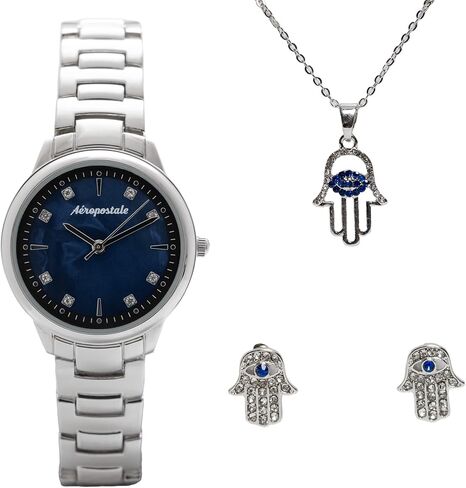 Aéropostale Premium Beware of Evil Eye Watch Set - Pristine Timepiece with Matching Earrings and Necklace in Saudi Arabia