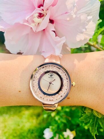Beverly Hills Polo Club Women's Quartz Stainless Gold and Black 4 Piece Watch Cross and Earring Set - One Watch - One Necklace with a Cross - Two Matching Earrings in Saudi Arabia
