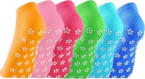 6 Pairs Non-slip Grip Socks Yoga Pilates Hospital Socks Low Cut Hospital Home Gripper Socks for Men Women in Saudi Arabia