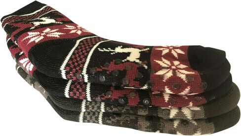 2 Pairs Men Winter Thermal Fleece Lined Knit Thick Slipper Socks Non Skid Socks in Saudi Arabia
