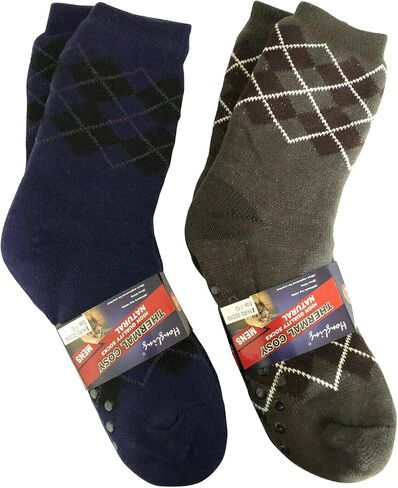 2 Pairs Men Winter Thermal Fleece Lined Knit Thick Slipper Socks Non Skid Socks in Saudi Arabia