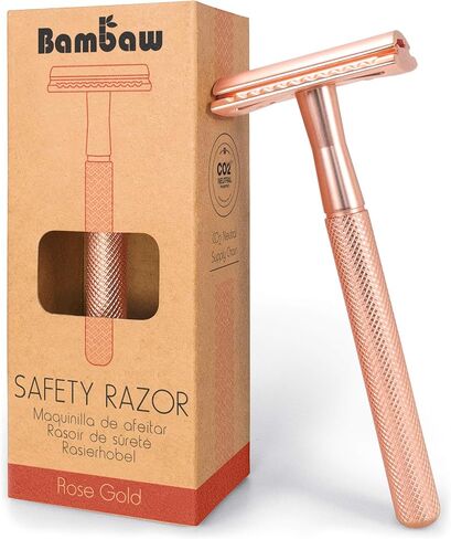 Bambaw Rose Gold Double Edge Safety Razor for Women | Reusable Metal Razor Eco Friendly DE Razor | Safety Razors for Women | Safety Razors Fit All Double Edge Razor | Womens Safety Razor in Saudi Arabia