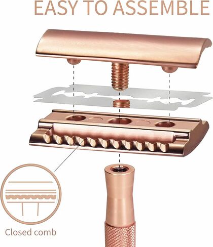 Bambaw Rose Gold Double Edge Safety Razor for Women | Reusable Metal Razor Eco Friendly DE Razor | Safety Razors for Women | Safety Razors Fit All Double Edge Razor | Womens Safety Razor in Saudi Arabia