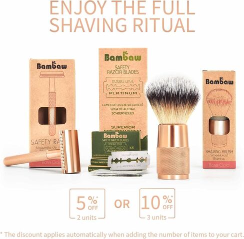 Bambaw Rose Gold Double Edge Safety Razor for Women | Reusable Metal Razor Eco Friendly DE Razor | Safety Razors for Women | Safety Razors Fit All Double Edge Razor | Womens Safety Razor in Saudi Arabia