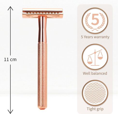 Bambaw Rose Gold Double Edge Safety Razor for Women | Reusable Metal Razor Eco Friendly DE Razor | Safety Razors for Women | Safety Razors Fit All Double Edge Razor | Womens Safety Razor in Saudi Arabia