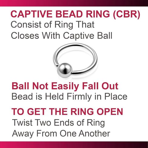 bodyjewellery 4pcs 16g Captive Bead Ring Cartilage Hoop Septum Nose Tragus Snake Bite Lip BCR Rook Helix Conch Eyebrow Daith Pick Size in Saudi Arabia