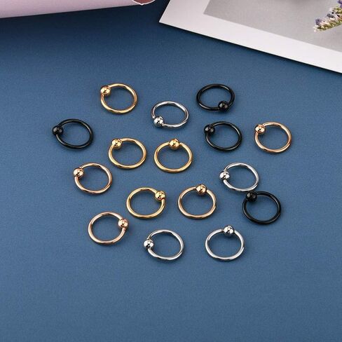 FECTAS 22G/20G/18G هيليكس دايث الزنمة الغضروف أقراط هوب الثابتة الخرز الأسير الأنف الحاجز خواتم الشفاه الدائري ميدوسا مونرو ثقب المجوهرات 6/8/10/12 مللي متر القطر in Kuwait