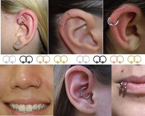 FECTAS 22G/20G/18G هيليكس دايث الزنمة الغضروف أقراط هوب الثابتة الخرز الأسير الأنف الحاجز خواتم الشفاه الدائري ميدوسا مونرو ثقب المجوهرات 6/8/10/12 مللي متر القطر in Kuwait
