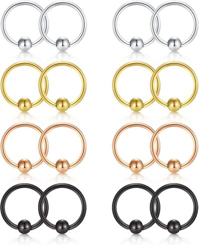 FECTAS 22G/20G/18G هيليكس دايث الزنمة الغضروف أقراط هوب الثابتة الخرز الأسير الأنف الحاجز خواتم الشفاه الدائري ميدوسا مونرو ثقب المجوهرات 6/8/10/12 مللي متر القطر in Kuwait
