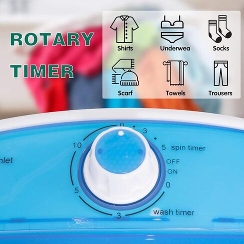 Renatone 5.5lbs Mini Washing Machine w/Spin Dryer, Portable Clothing Washer Single Tub Washing Machine, Compact Laundry Washer Machine w/ Cycle Basket and Drain Hose in Saudi Arabia