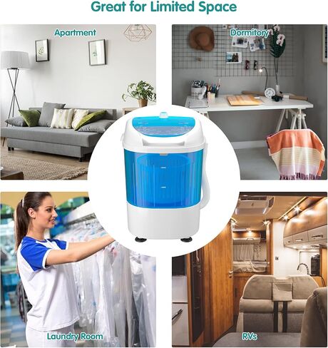 Renatone 5.5lbs Mini Washing Machine w/Spin Dryer, Portable Clothing Washer Single Tub Washing Machine, Compact Laundry Washer Machine w/ Cycle Basket and Drain Hose in Saudi Arabia