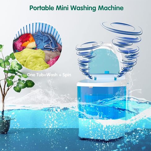 Renatone 5.5lbs Mini Washing Machine w/Spin Dryer, Portable Clothing Washer Single Tub Washing Machine, Compact Laundry Washer Machine w/ Cycle Basket and Drain Hose in Saudi Arabia