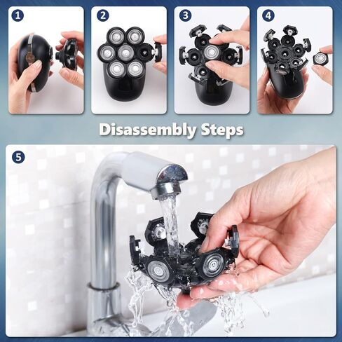 ماكينة حلاقة اللحية الكهربائية للرجال، ماكينة حلاقة الرأس 7D مقاومة للماء، ماكينة حلاقة لاسلكية 5 في 1، مجموعة حلاقة قابلة لاعادة الشحن للاستخدام الرطب والجاف مع مقص لحية وتشذيب الانف in Kuwait