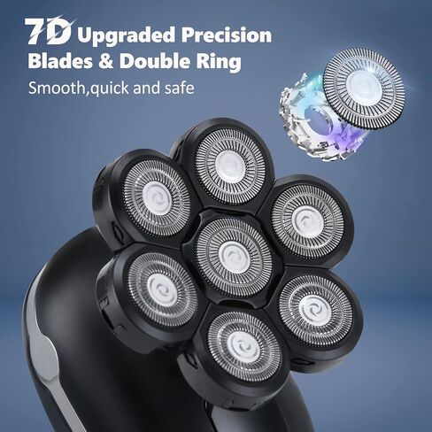 ماكينة حلاقة اللحية الكهربائية للرجال، ماكينة حلاقة الرأس 7D مقاومة للماء، ماكينة حلاقة لاسلكية 5 في 1، مجموعة حلاقة قابلة لاعادة الشحن للاستخدام الرطب والجاف مع مقص لحية وتشذيب الانف in Kuwait