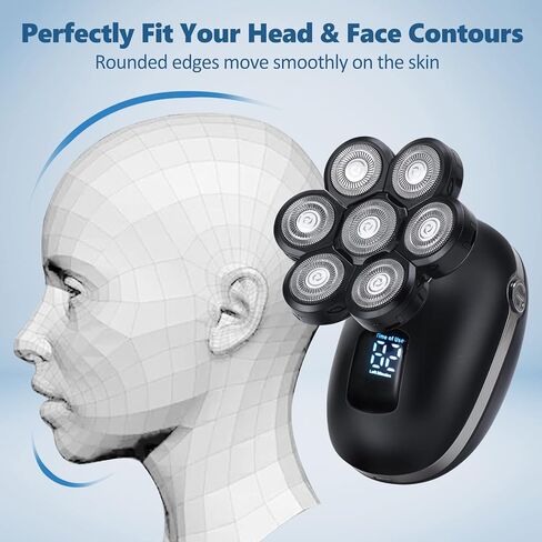 ماكينة حلاقة اللحية الكهربائية للرجال، ماكينة حلاقة الرأس 7D مقاومة للماء، ماكينة حلاقة لاسلكية 5 في 1، مجموعة حلاقة قابلة لاعادة الشحن للاستخدام الرطب والجاف مع مقص لحية وتشذيب الانف in Kuwait