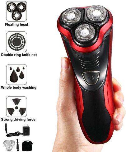 JINYI Electric Shaver Razor for Men,Waterproof Cordless Rechargeable Electric Shaver with Pop-up Trimmer, Wet & Dry Rotary Razor in Kuwait