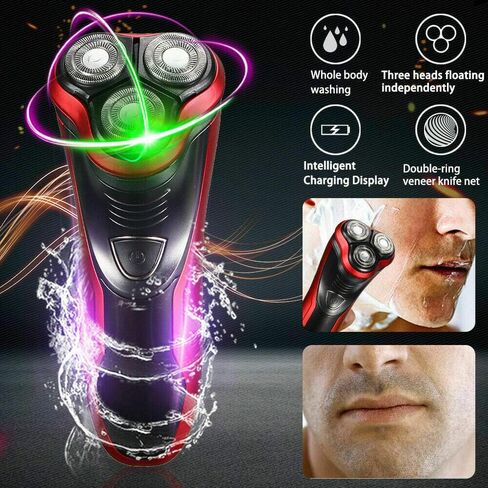 JINYI Electric Shaver Razor for Men,Waterproof Cordless Rechargeable Electric Shaver with Pop-up Trimmer, Wet & Dry Rotary Razor in Kuwait
