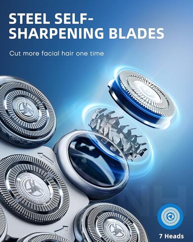 LOBINH Electric Head Shaver for Bald Men, 5-in-1 Men's Electric Rotary Razor with 7D Floating Head, 100% Washable Wet & Dry Shaving with Grooming Kit, LED Display, USB Rechargeable Type-C Adapter in Saudi Arabia