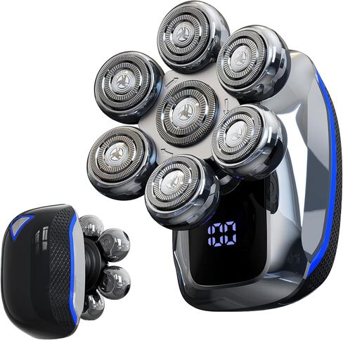 LOBINH Electric Head Shaver for Bald Men, 5-in-1 Men's Electric Rotary Razor with 7D Floating Head, 100% Washable Wet & Dry Shaving with Grooming Kit, LED Display, USB Rechargeable Type-C Adapter in Saudi Arabia