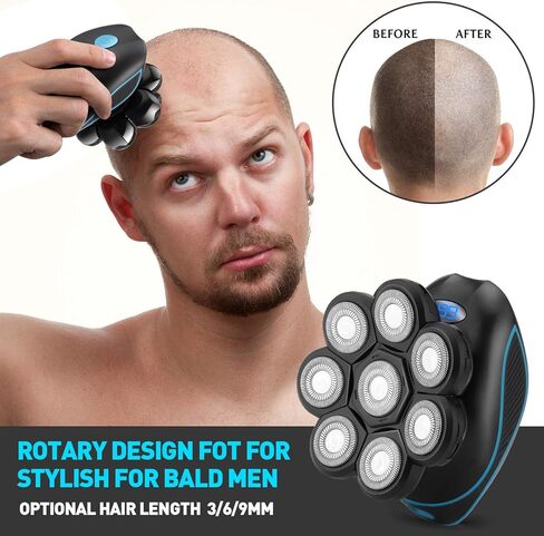 Qreeyx Head Shaver for Bald Men 5-in-1 Electric Head Shaver for Men 8D Head Razor Waterproof Men's Grooming Kit with Nose&Ear Trimmer Cordless Shaver with LED Display and USB Rechargeable in Kuwait