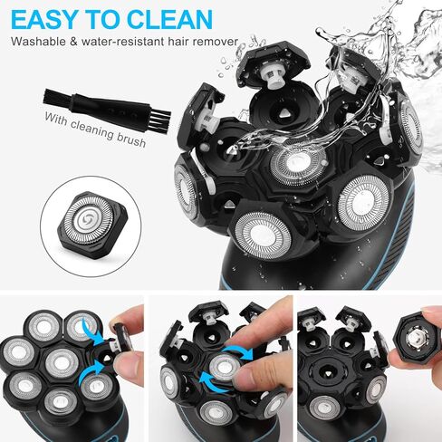 Qreeyx Head Shaver for Bald Men 5-in-1 Electric Head Shaver for Men 8D Head Razor Waterproof Men's Grooming Kit with Nose&Ear Trimmer Cordless Shaver with LED Display and USB Rechargeable in Kuwait