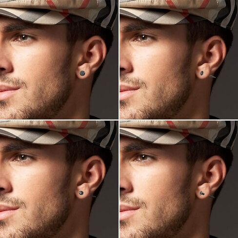 Aroncent 6 Pairs Stainless Steel Earrings for Men Small Hoop Earrings Fake Gauges Fake Earrings Spike Earrings for Men Women Earrings Set in Saudi Arabia