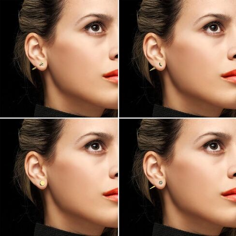 Aroncent 6 Pairs Stainless Steel Earrings for Men Small Hoop Earrings Fake Gauges Fake Earrings Spike Earrings for Men Women Earrings Set in Saudi Arabia