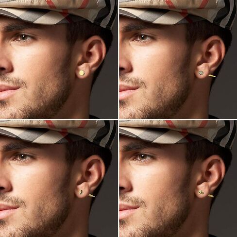 Aroncent 6 Pairs Stainless Steel Earrings for Men Small Hoop Earrings Fake Gauges Fake Earrings Spike Earrings for Men Women Earrings Set in Saudi Arabia