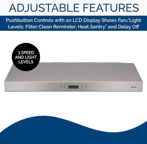 Broan-NuTone BCDJ136SS Glacier 36-inch Under-Cabinet 4-Way Convertible Range Hood with 3-Speed Exhaust Fan and Light, Stainless Steel in Saudi Arabia