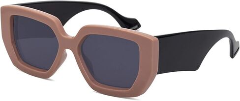 SHEEN KELLY Retro Square Thick Chunky Sunglasses For Women Men Trendy Gangster Rectangular Pattern Black Shades Eyewear in Saudi Arabia