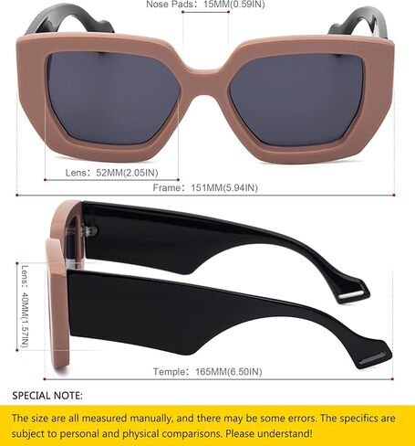 SHEEN KELLY Retro Square Thick Chunky Sunglasses For Women Men Trendy Gangster Rectangular Pattern Black Shades Eyewear in Saudi Arabia