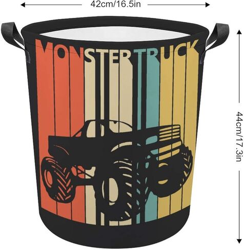 Monster Truck Retro Laundry Basket Hamper Bag Dirty Clothes Storage Bin Waterproof Foldable Collapsible Toy Organizer for Office Bedroom Clothes Toys Gift Basket in Kuwait