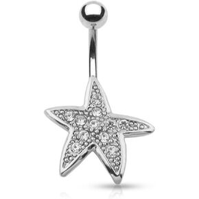 Dynamique CZ معبد نجم البحر 316L خاتم زر البطن من الفولاذ المقاوم للصدأ in Kuwait