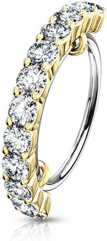 Forbidden Body Jewelry 16-20g 8mm Surgical Steel Bendable Cartilage Hoop Featuring Lined CZ Gemstones in Half Circle Formation in Saudi Arabia