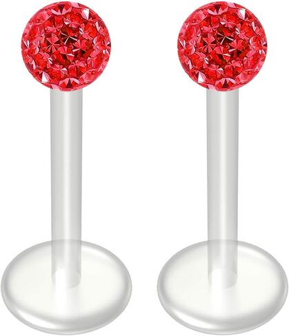 2 قطعة 16 جرام كريستال تشيكوسلوفاكيا الأزرق Bioplast Labret مرنة الشفاه مسمار واضح BioFlex مجوهرات مضادة للحساسية 12 مللي متر in Kuwait