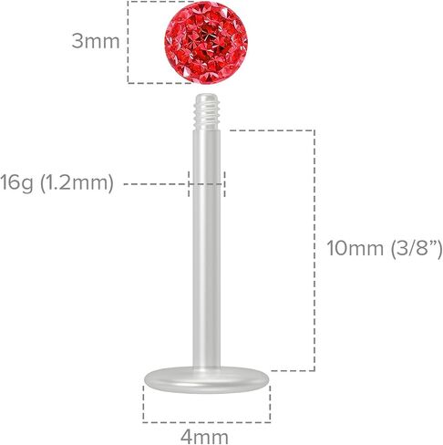 2 قطعة 16 جرام كريستال تشيكوسلوفاكيا الأزرق Bioplast Labret مرنة الشفاه مسمار واضح BioFlex مجوهرات مضادة للحساسية 12 مللي متر in Kuwait