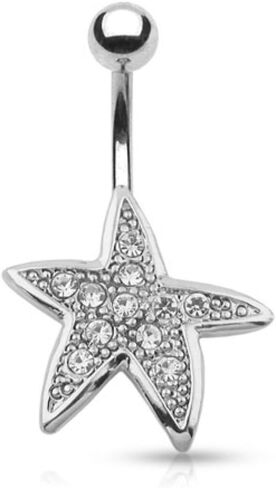 Dynamique CZ معبد نجم البحر 316L خاتم زر البطن من الفولاذ المقاوم للصدأ in Kuwait