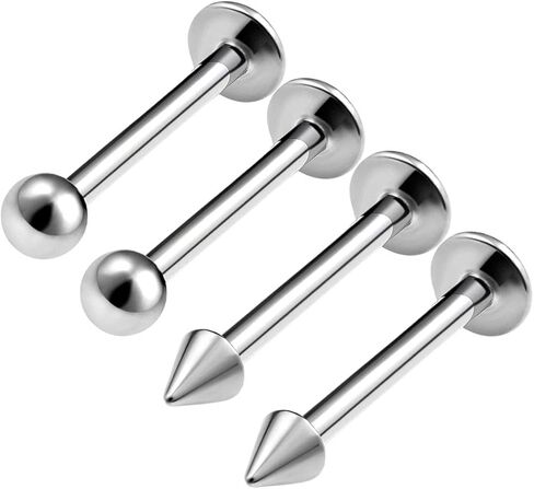 4PCS Surgical Steel Lip Ring Studs 14 gauge 3mm Ball Spike Spider Bite Earrings Vertical Labret Piercing Jewelry Choose Sizes in Kuwait