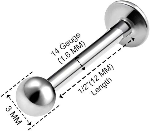 4PCS Surgical Steel Lip Ring Studs 14 gauge 3mm Ball Spike Spider Bite Earrings Vertical Labret Piercing Jewelry Choose Sizes in Kuwait