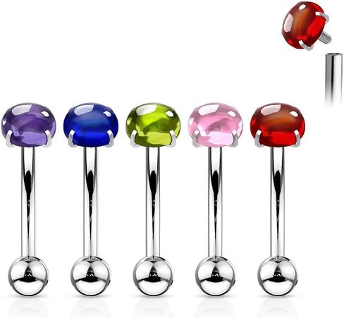 Amelia Fashion 16 Gauge Zircon Stone Internally Threaded Curved Barbell/Eyebrow Ring 316L Surgical Stainelss Steel (Choose Color) in Saudi Arabia