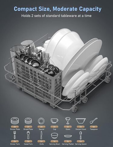 Countertop Dishwasher, Portable Dishwasher with 6L Water Tank & 6 Programs, Mini Dishwasher with 360° Dual Spray & Air-Dry, Water/Power-saving for Apartments & RVs, Accessories included, White… in Saudi Arabia