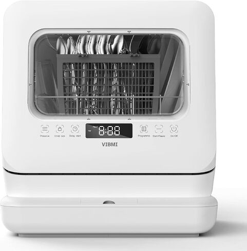 Countertop Dishwasher, Portable Dishwasher with 6L Water Tank & 6 Programs, Mini Dishwasher with 360° Dual Spray & Air-Dry, Water/Power-saving for Apartments & RVs, Accessories included, White… in Saudi Arabia