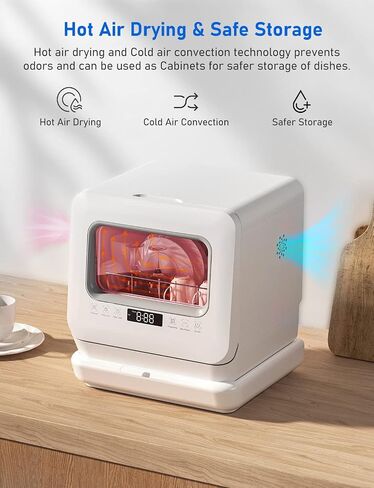 Countertop Dishwasher, Portable Dishwasher with 6L Water Tank & 6 Programs, Mini Dishwasher with 360° Dual Spray & Air-Dry, Water/Power-saving for Apartments & RVs, Accessories included, White… in Saudi Arabia