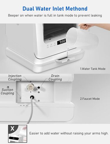 Countertop Dishwasher, Portable Dishwasher with 6L Water Tank & 6 Programs, Mini Dishwasher with 360° Dual Spray & Air-Dry, Water/Power-saving for Apartments & RVs, Accessories included, White… in Saudi Arabia