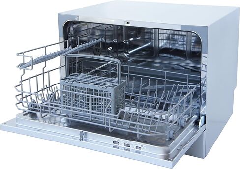 SPT SD-2225DW Compact Countertop Dishwasher/Delay Start-Energy Star Portable Dishwasher with Stainless Steel Interior and 6 Place Settings Rack Silverware Basket/Apartment Office Home Kitchen, White in Kuwait