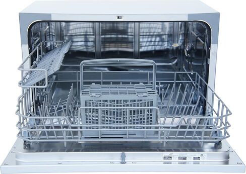 SPT SD-2225DW Compact Countertop Dishwasher/Delay Start-Energy Star Portable Dishwasher with Stainless Steel Interior and 6 Place Settings Rack Silverware Basket/Apartment Office Home Kitchen, White in Kuwait