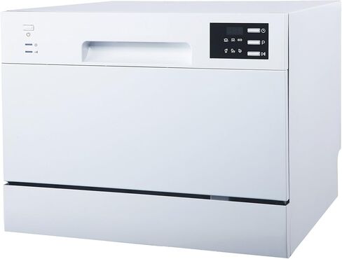 SPT SD-2225DW Compact Countertop Dishwasher/Delay Start-Energy Star Portable Dishwasher with Stainless Steel Interior and 6 Place Settings Rack Silverware Basket/Apartment Office Home Kitchen, White in Kuwait