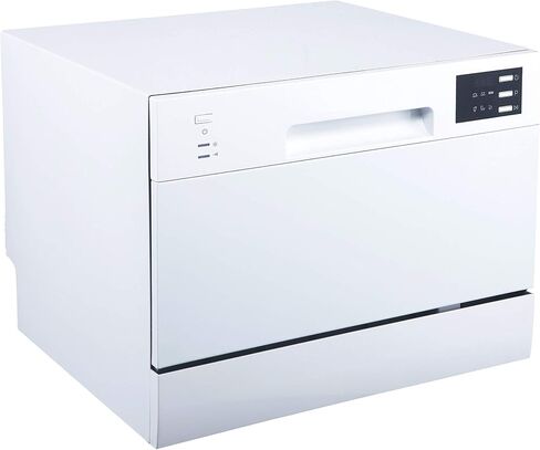 SPT SD-2225DW Compact Countertop Dishwasher/Delay Start-Energy Star Portable Dishwasher with Stainless Steel Interior and 6 Place Settings Rack Silverware Basket/Apartment Office Home Kitchen, White in Kuwait